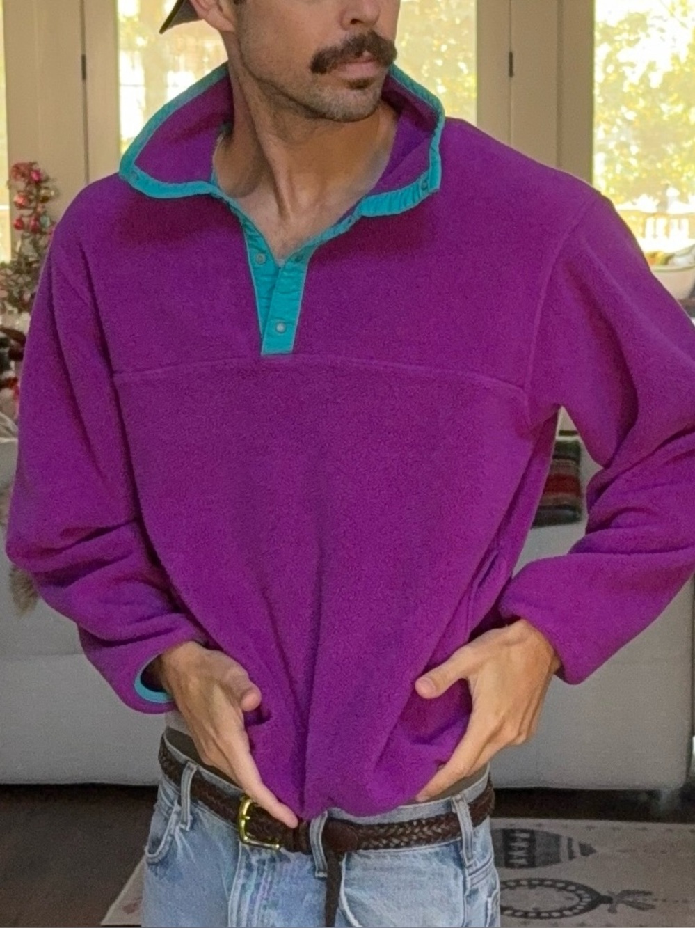 Vintage Lands’ End Purple Teal Snap Fleece 🏔️